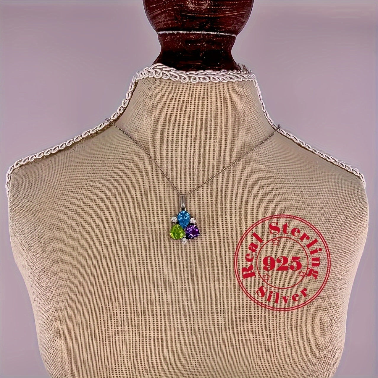 Handcrafted Tri-Color Gemstone Necklace featuring Topaz, Peridot, and Amethyst - 925 Sterling Silver, Birthstone Jewelry for November, No Plating, Ideal for Valentine's Day Gifts and Special Occasions, Suitable for All Seasons.