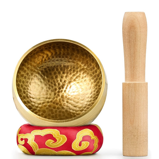 Singing bowl set for meditation and sound therapy with wooden mallet