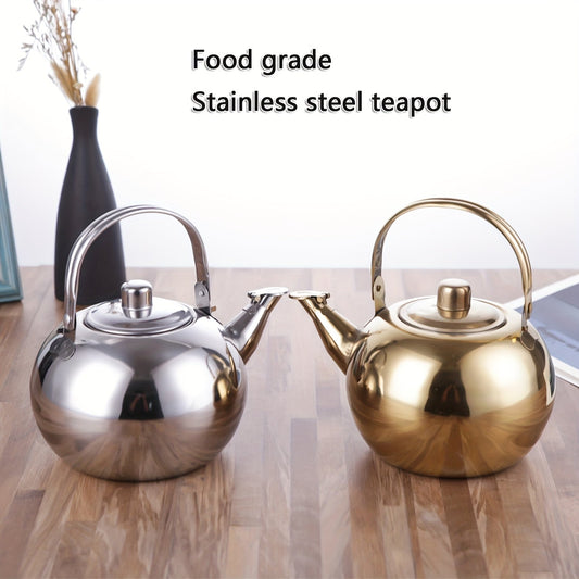 Stainless Steel Tea Kettle with Drain Spout, Chime Design, Suitable for Induction Cooktops and Gas Stoves, Ideal for Home or Commercial Use