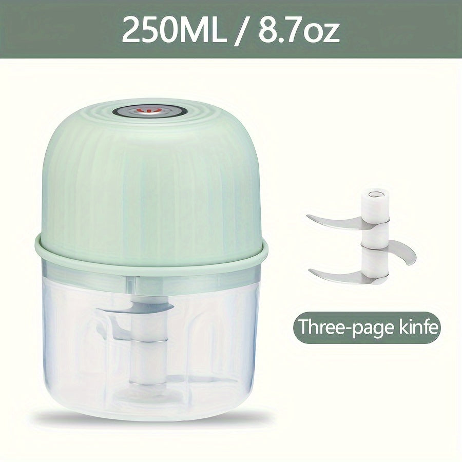 Top Pick: Portable USB Rechargeable Mini Food Chopper with 3 Stainless Steel Blades and Lithium Battery - Perfect for Chopping Onions, Garlic, Veggies, Fruits, Ginger, Chili, and Meat - Compact and Wireless Mixer for Your Kitchen - Available in Multiple