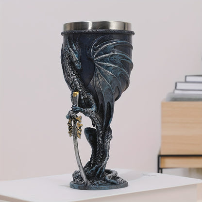 Dragon Sword Cup, 200ml, Resin Stainless Steel, Gothic Design, Perfect for Parties and Home Decor.