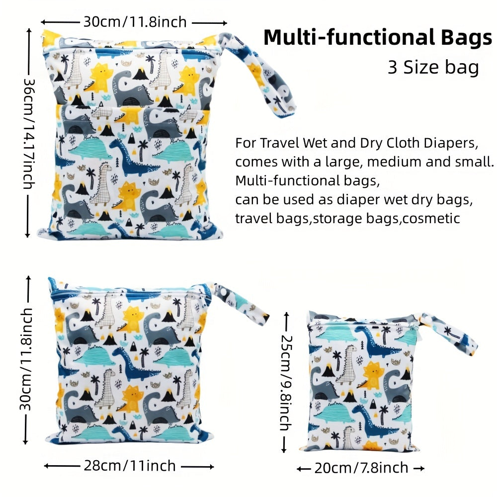 Set of 3 Waterproof Wet Bags in Various Sizes, Ideal for Baby Diapers, Perfect for Christmas, Halloween, Thanksgiving Day Gifts