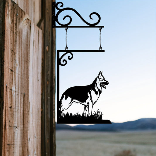 Metal door tag ornaments featuring German Shepherd dogs, perfect for hanging in gardens, backyards, patios, barns, fences, or walls. Ideal Christmas gift for German Shepherd dog owners.