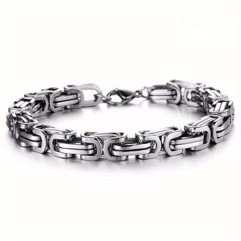 1 piece of classic fashion stainless steel men's chain bracelet hip hop jewelry with a length of 21cm.