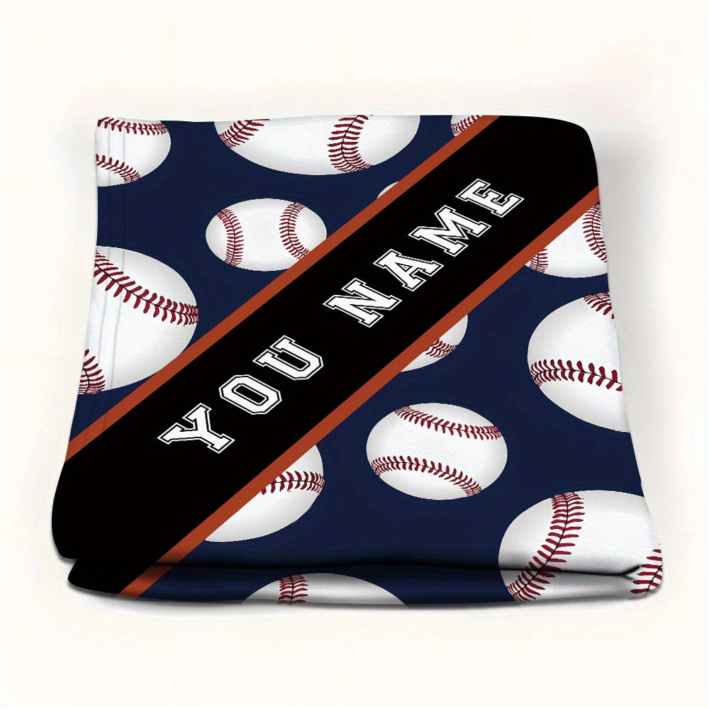 Personalized Sports Theme Cozy Polyester Flannel Blanket - Custom Name Included! Perfect for all Seasons, Machine Washable, Great for Gifting, and Versatile for Any Use.