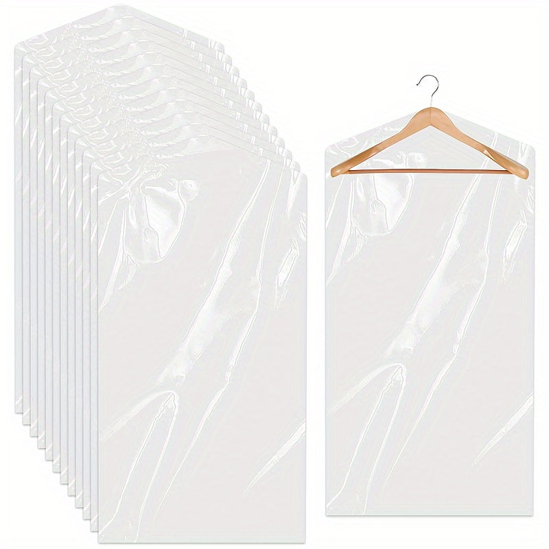 Garment Bags for Hanging Clothes, Set of 10 or 20 - Clear Plastic Storage Bags to Keep Clothes Dust-Free, Transparent Covers for Clothing, Hanging Storage Bags to Protect from Dust