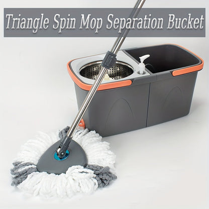 "Complete Set for Household Cleaning: Includes a Triangle Plate Separation Bucket and a Square Separation Bucket with Ultra-fine Fiber Replacement Cloths. Ideal for cleaning living rooms, kitchens, bathrooms, and floors. Can be used for both dry and wet