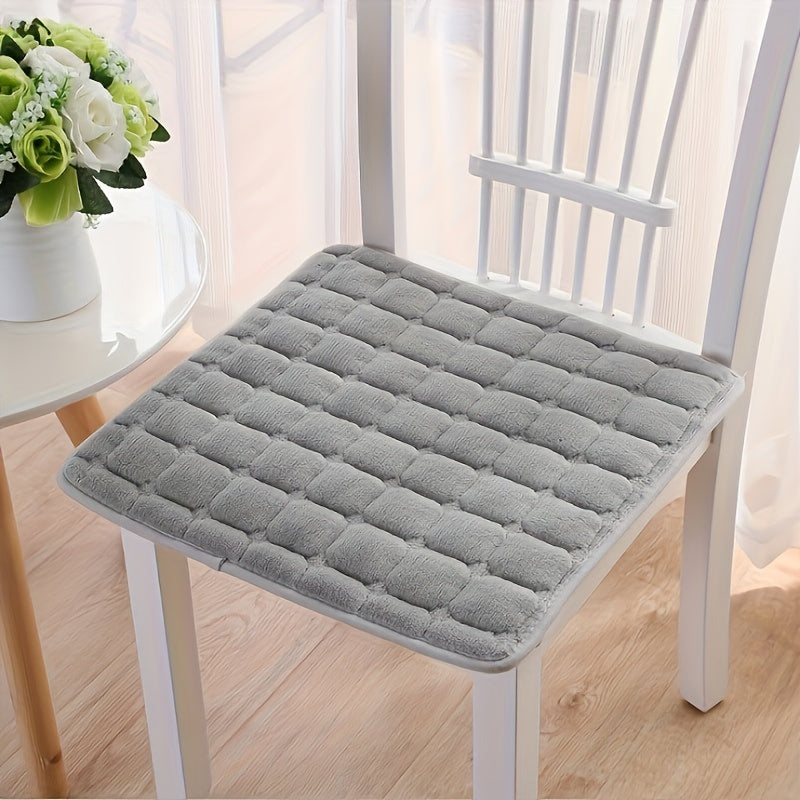 Soft, washable seat cushion for home or office chairs.