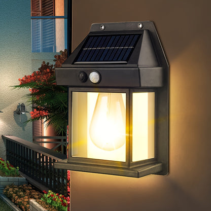 Wall lights with solar charging, auto sensor, and three lighting modes. Made of adjustable ABS material with good sealing performance. Easy installation without wiring for outdoor use.