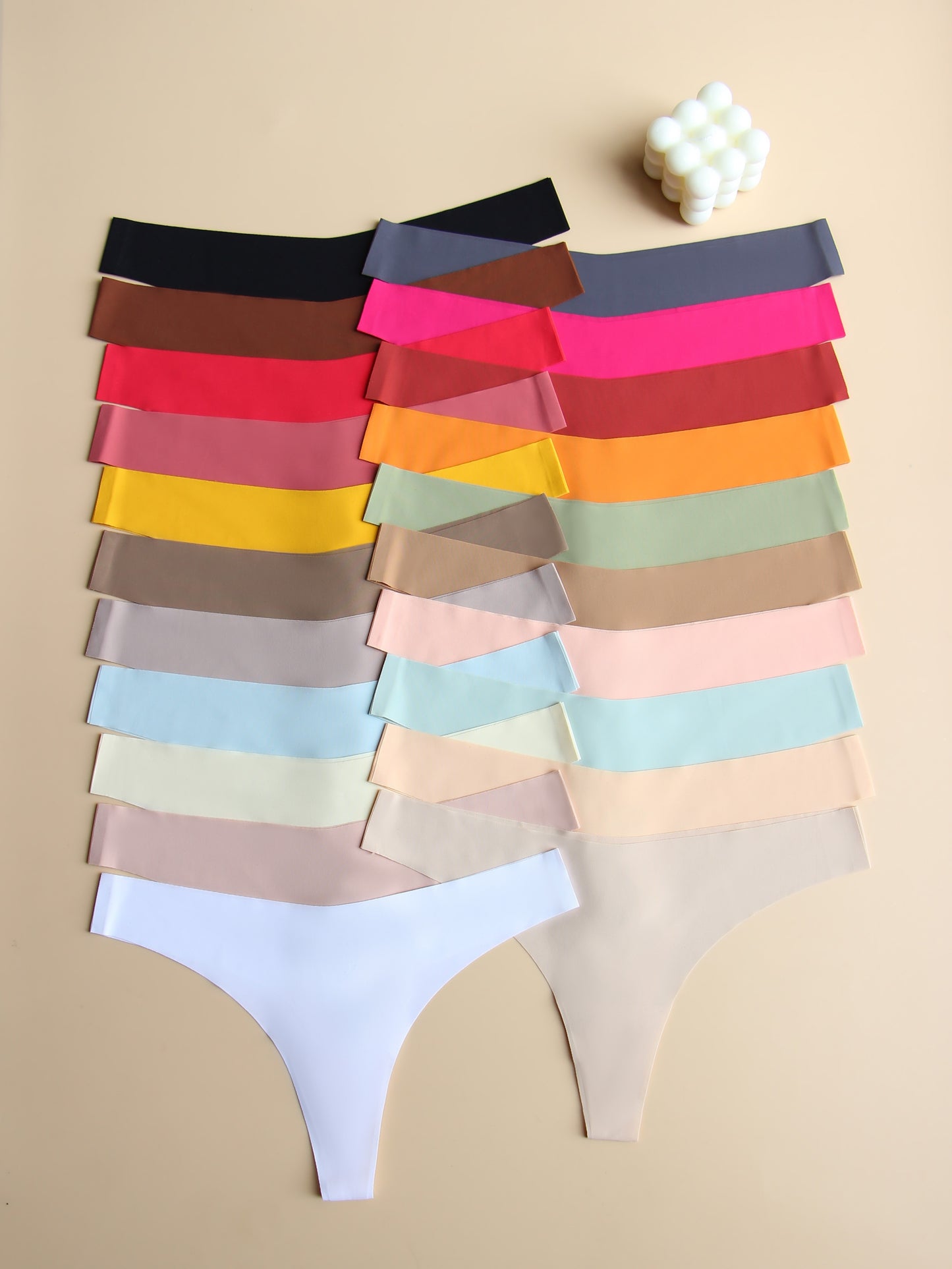 Set of 21 plain-colored, v-style sexy ladies underwear, breathable, soft, comfortable, and seamless.