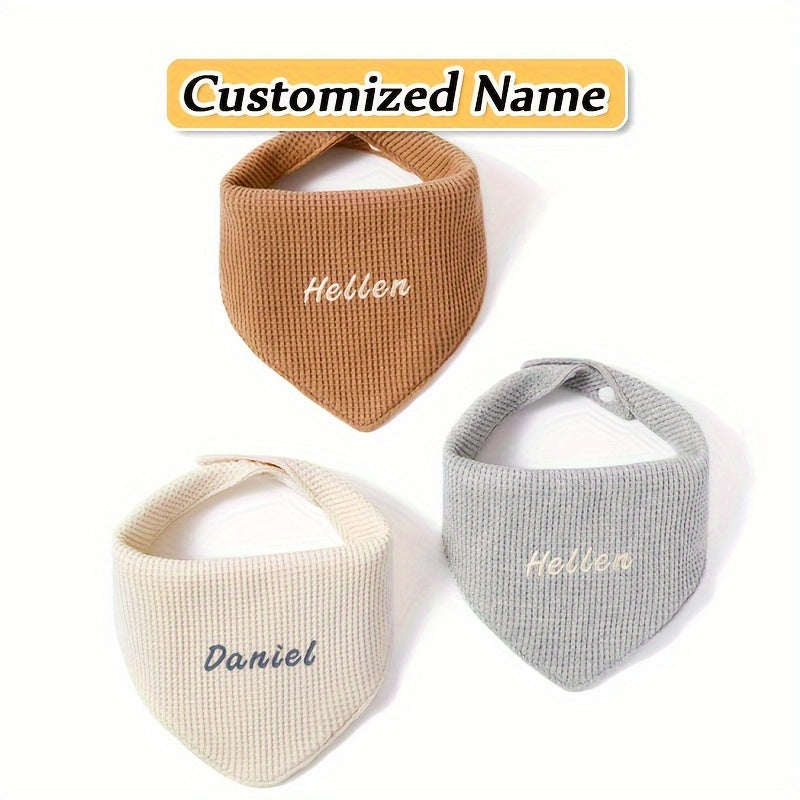 Set of 3 Soft and Absorbent Kids' Bibs - Adjustable Snap, Breathable Cotton Material, Optional Personalized Name - Great for Children and as Gifts for the Holidays