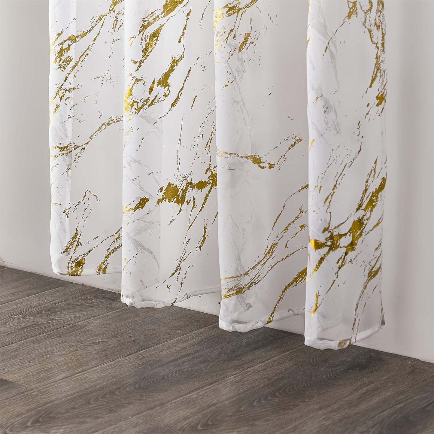 Elegant sheer curtains featuring a marble pattern print, perfect for enhancing the decor of living rooms, bedrooms, and office windows.