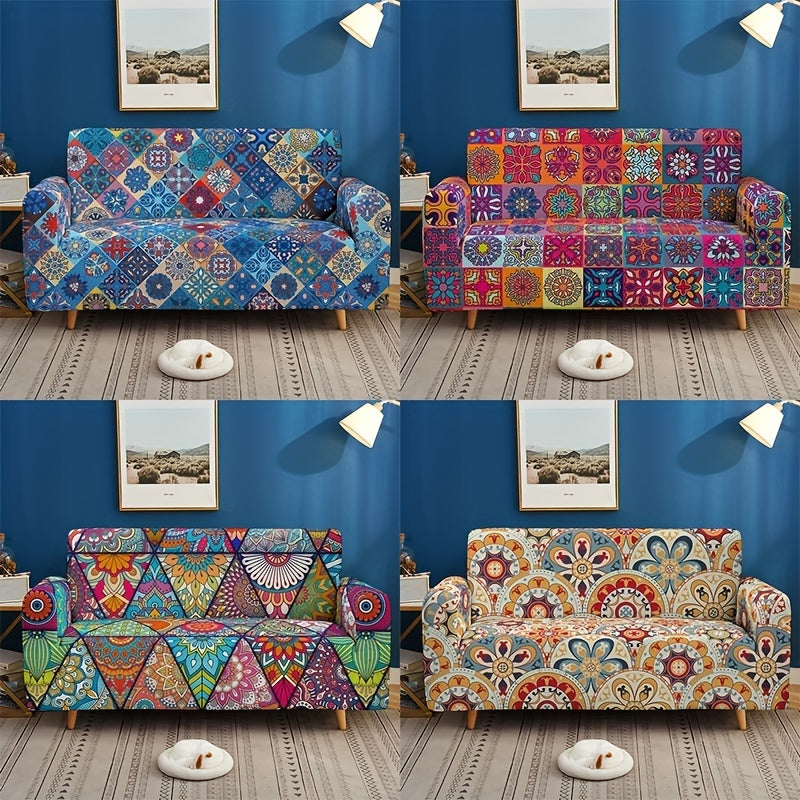 Bohemian-inspired milk printed sofa slipcover for home decor, protects furniture in bedroom, office, or living room. Non-slip design.