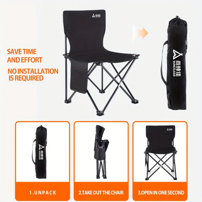 Suncojia Portable Folding Chair with Backrest and Steel Frame for Camping and Fishing.