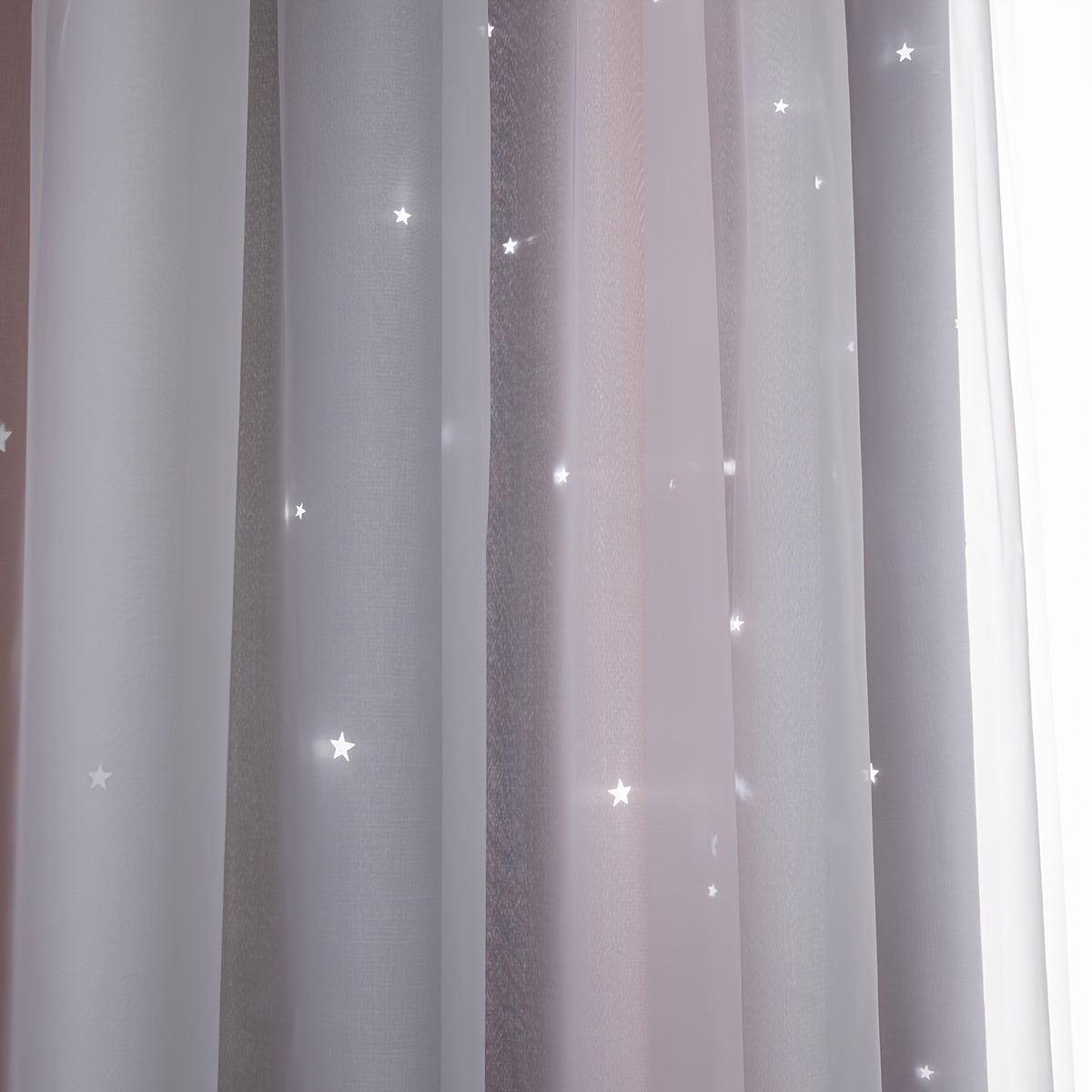 Gradient Hollow Star Blackout Curtains for Bedroom and Living Room Home Decor