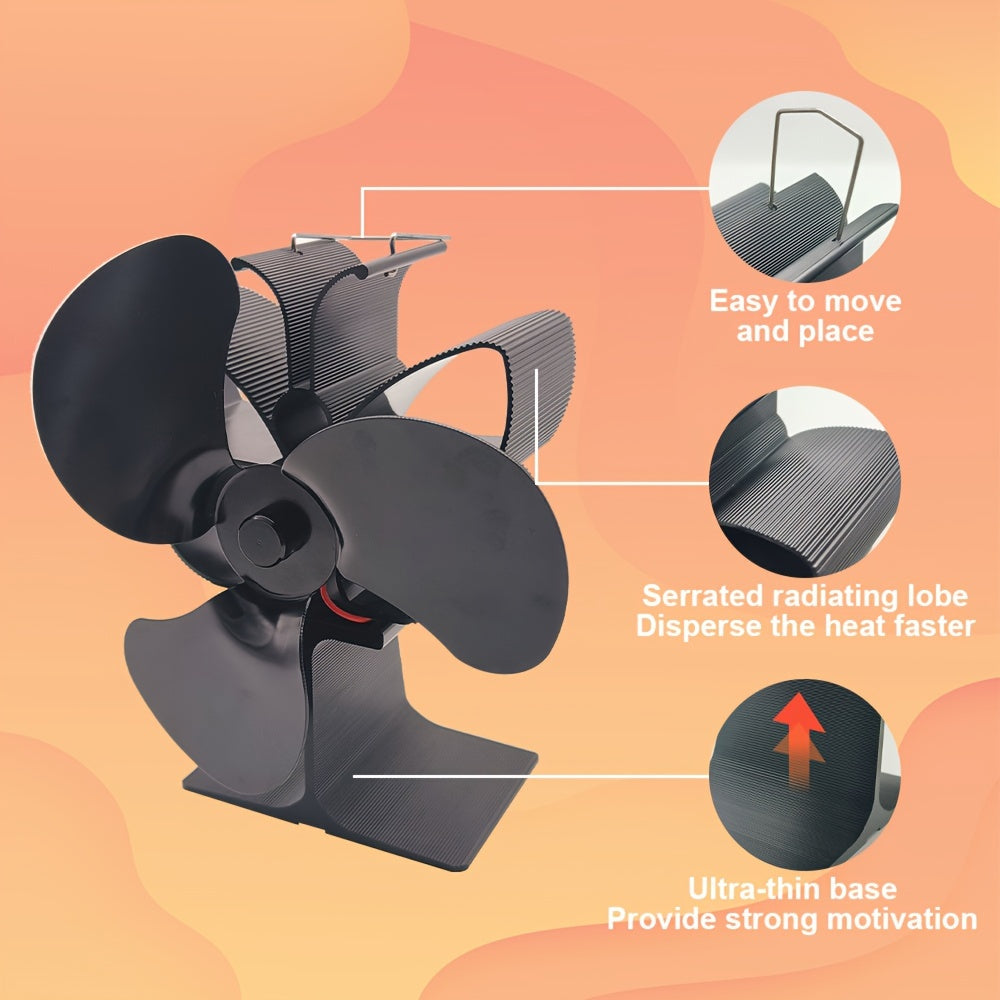 Introducing the Butterfly-Inspired Thermal Fireplace Fan! With an auto start feature, 3-blade design for efficient heat circulation, quiet operation, easy installation, and high-temperature resistant aluminum alloy construction. No batteries needed