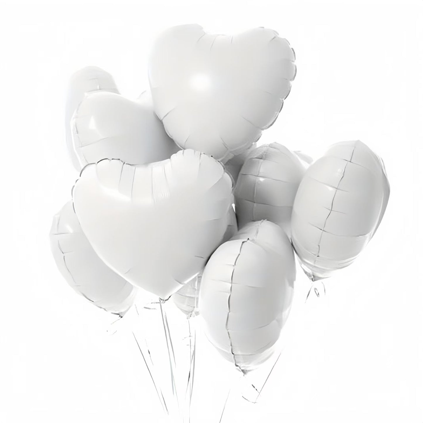 10 heart-shaped foil balloons for Valentine's Day, birthdays, weddings, anniversaries, themed events, engagements, and parties.