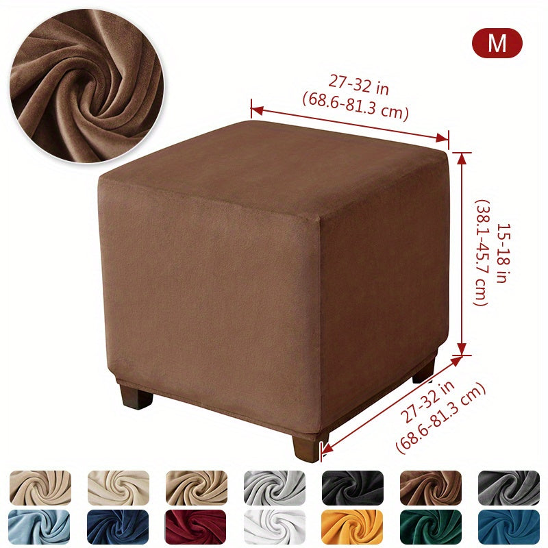 Velvet square ottoman cover for storage stool, with elastic and all-inclusive design.