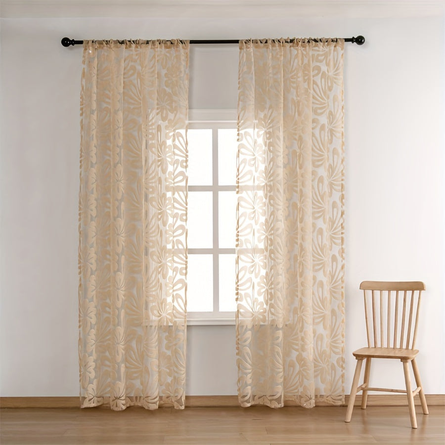 Set of 2 lovely floral pattern curtains with rod pocket design, perfect for enhancing the decor of the living room, bedroom, dining room, balcony, office, or any room in your home.