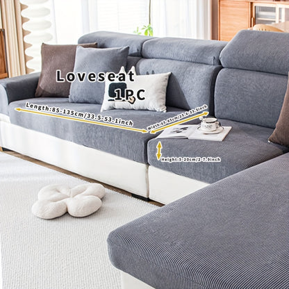 Stretchy sofa cover for L-shaped or 1-4 seat sofas, suitable for all seasons, with elastic bands and machine washable for home protection.