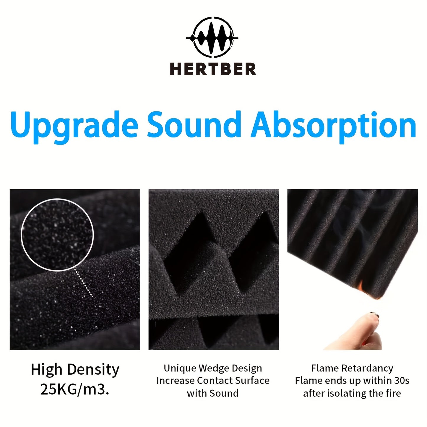 A pack of 60 black soundproof foam boards sized 30*30*2.5cm, flame retardant, high density, quick recovery, easy to install, wedge-shaped, suitable for various spaces such as recording