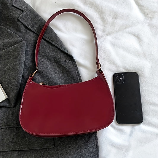 Women's fashion shoulder bag with secure zipper wallet, phone pocket, and fixed shoulder strap in red/black, perfect gift choice.