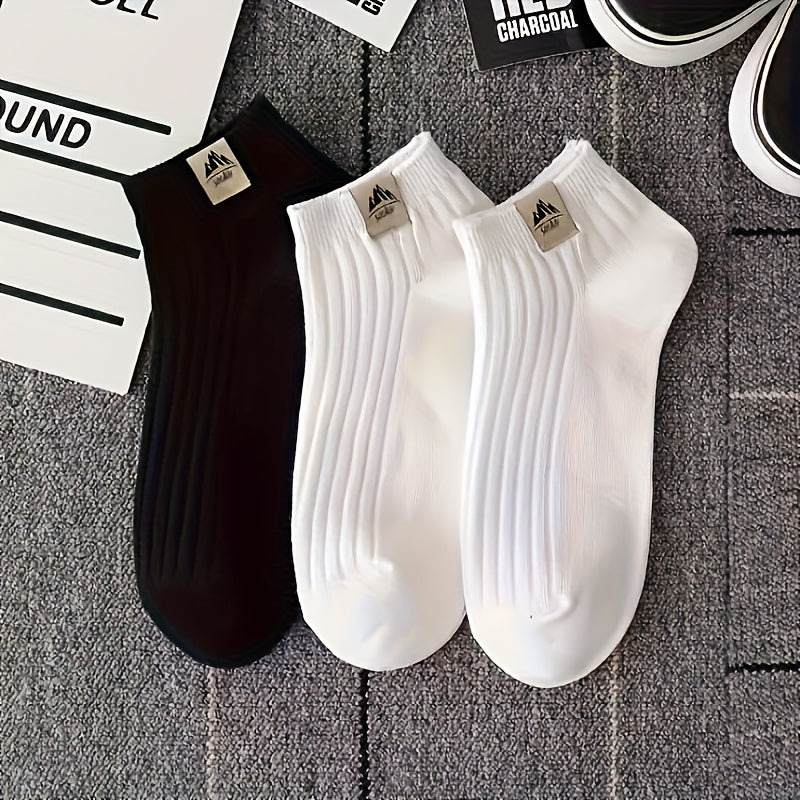 3 pairs of men's low cut ankle socks with anti-odor and sweat absorption features, suitable for all seasons.