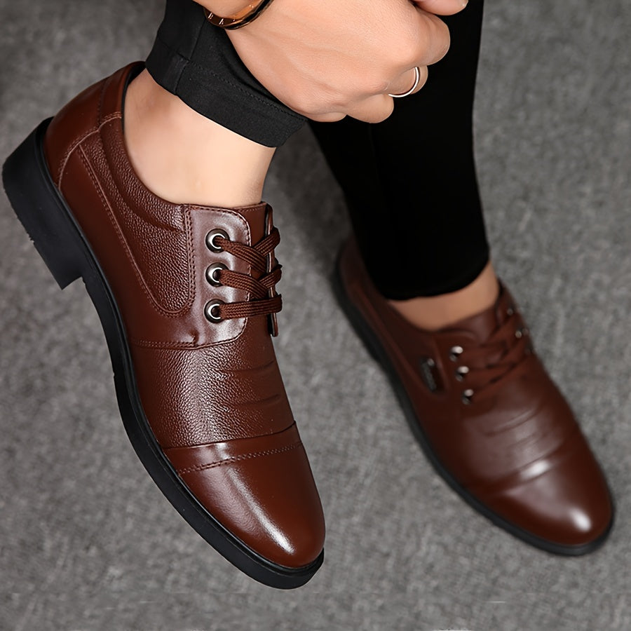 Quality leather Derby shoes with slip-resistant rubber soles for men.