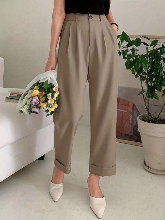 Wide leg suit pants with slant pockets, perfect for spring and summer, women's casual clothing.