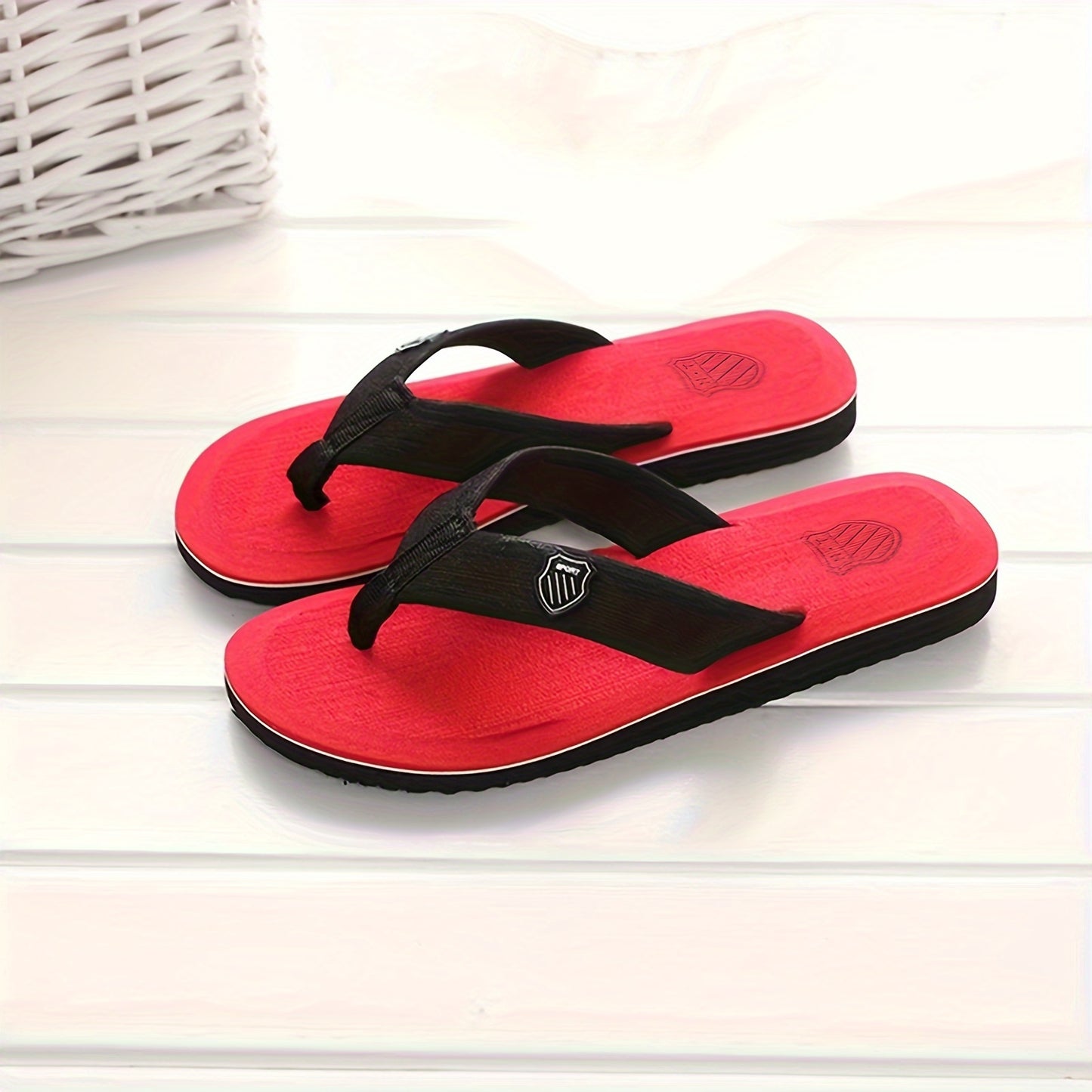 1 pair of trendy summer slippers for home or beach leisure.