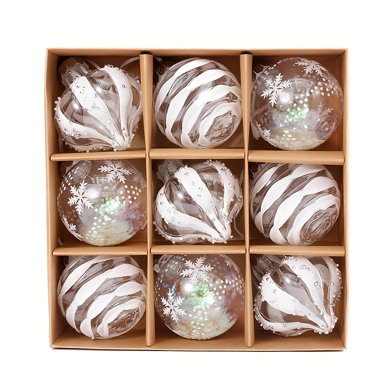 1 box of 9 8cm Christmas balls for wholesale holiday decorations and gifts. Ideal for venue layout, Valentine's Day, Christmas, and holiday parties.