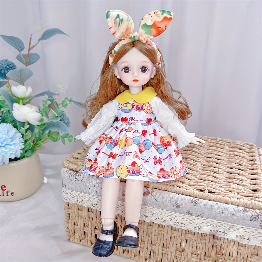 30.48 cm fashion doll with 1/6 BJD ball jointed body in DIY anime and movie themed princess style. Made of PE material. Perfect gift for kids.