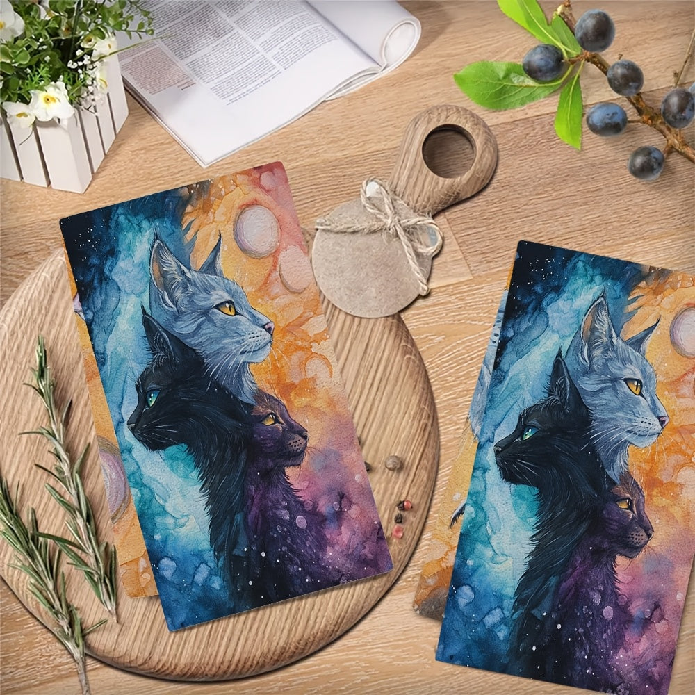 2 pieces of luxurious Thunderclan Pride kitchen towels, ultra soft and highly absorbent for holiday decor. Machine washable and measuring 16x24 inches in size. Model number: 2KYSYS1218704