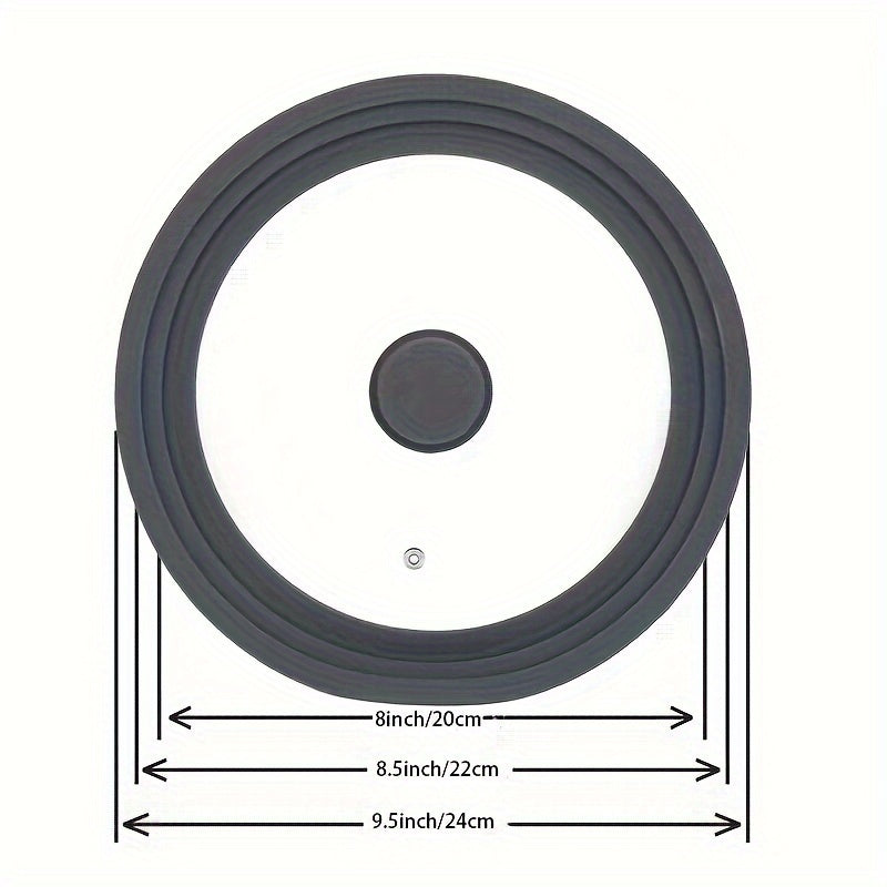 One Silicone Glass Lid that is versatile and can be used with pots, frying pans, steamers, boiling pots, and more.