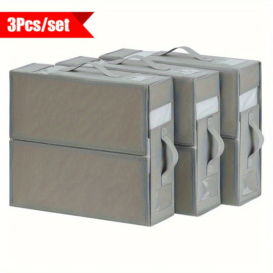 Sheet organizers and storage set available in 1, 3, or 6 pieces. These foldable organizer boxes are perfect for linen closets, sheets organizing, and bedding storage. The gray color adds a stylish touch to your bedroom wardrobe while keeping it