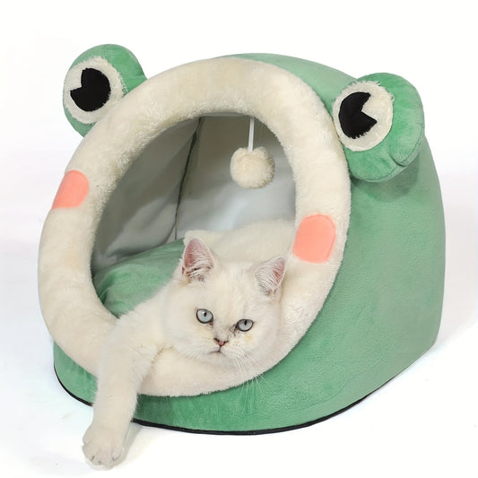 Frog-Shaped Cat Bed: Cozy and Comfy for a Perfect Sleep!