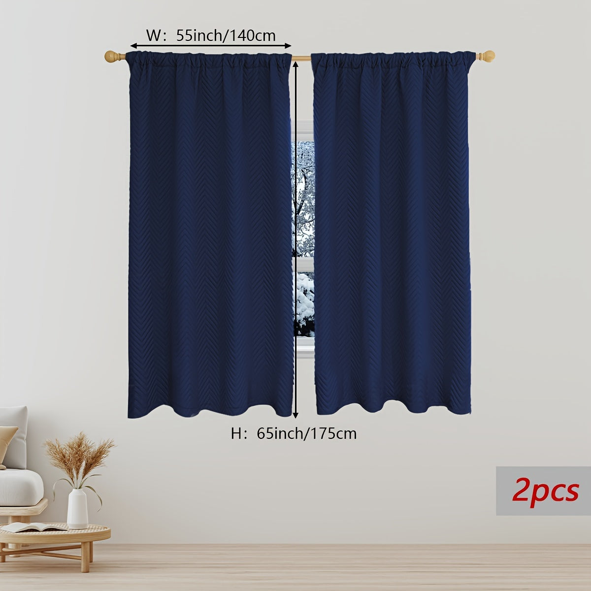 Stay warm and cozy this winter with our 2-piece set of thick curtains. These soundproof and windproof blackout drapes feature a stylish geometric twill weave and are made from 100% polyester. They are designed with a rod pocket and can also be hung using