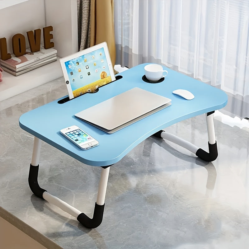 Folding Portable Table, Laptop Desk with Cup Holder and Tablet Slot, Perfect for Work, Studying, and Reading and Writing. Ideal for use in Bed, on the Sofa, at a Picnic, or on the Floor. Great for Students and anyone looking for a convenient and