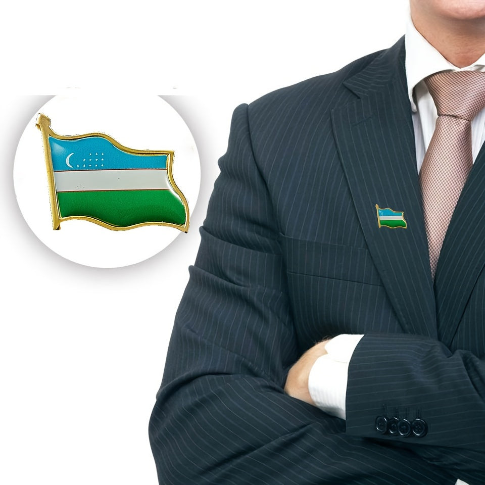 1 Uzbekistan national lapel pin for men to wear on a jacket or suit.