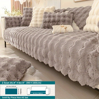 Winter plush sofa cover, anti-slip, dustproof slipcover for couch in living room, office, bedroom, home decor.