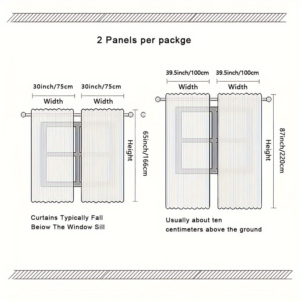 Two Rod Pocket Design Curtains for Bedroom and Living Room, Decorative Window Drapes for Home Decoration, Room Treatments and Decor