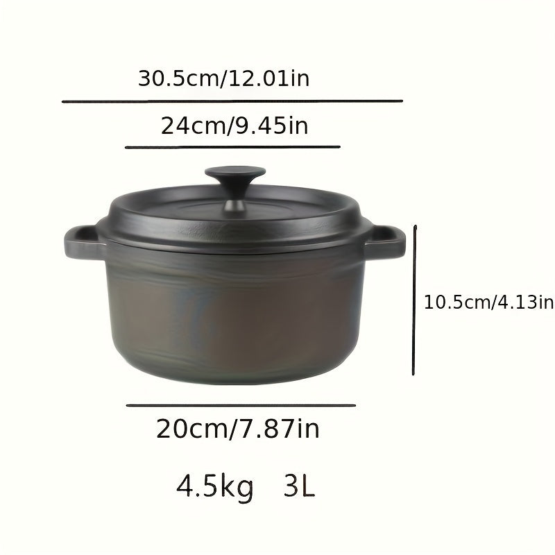 Dual-handled Cast Iron Stew Pot - Versatile, Non-Stick & Easy to Clean - Ideal for Soups and More - 22cm, 24cm, 26cm Sizes Available