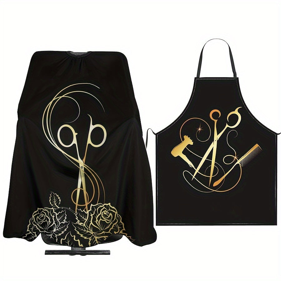 Waterproof two-piece apron set for haircuts and hairdressing - ideal for salon professionals and suitable for all hairstyles.