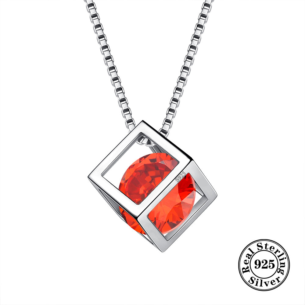 Necklace crafted from 925 Sterling Silver with a 3D Cube Crystal Pendant and Cubic Zirconia accents. Perfect for women, this piece of jewelry exudes elegance and style in a stunning silvery hue.