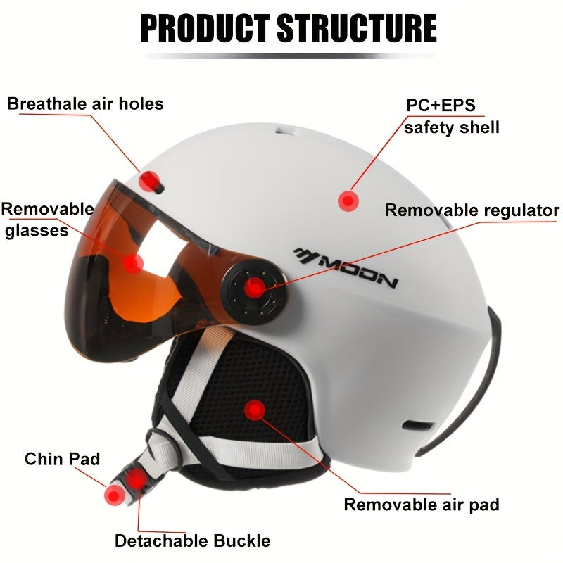 High-quality MOON Skiing Helmet Goggles for outdoor sports and skateboarding.