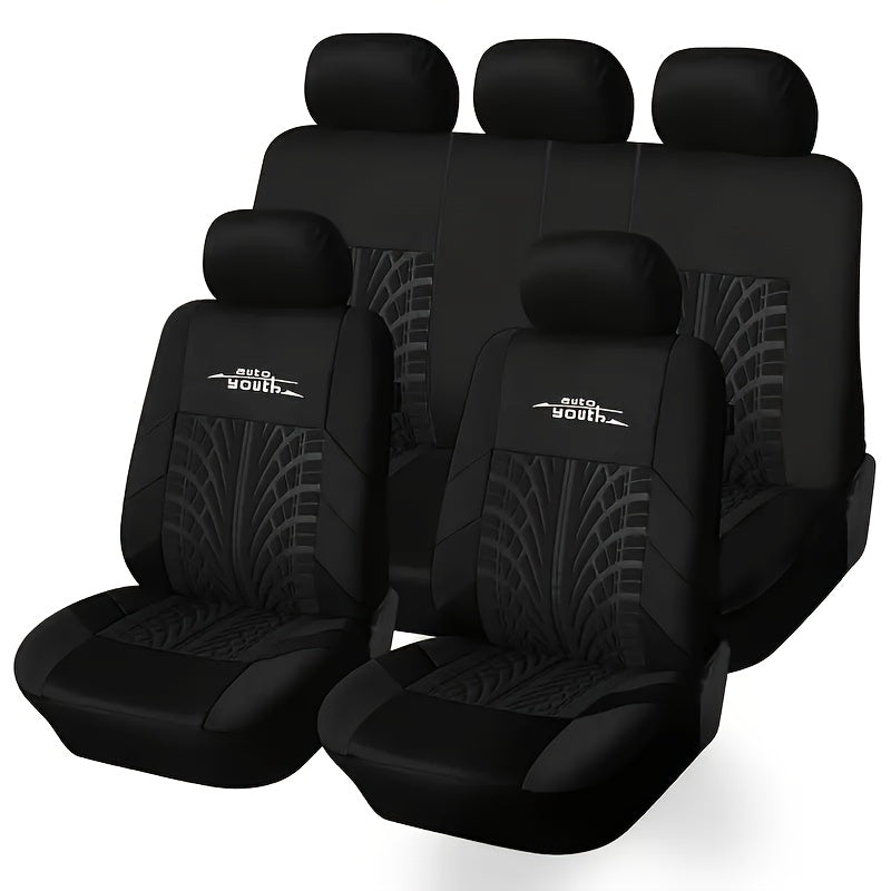 High-quality universal car seat covers for 5 seats, featuring stylish printed letter designs for young car enthusiasts. Fits most car seats.