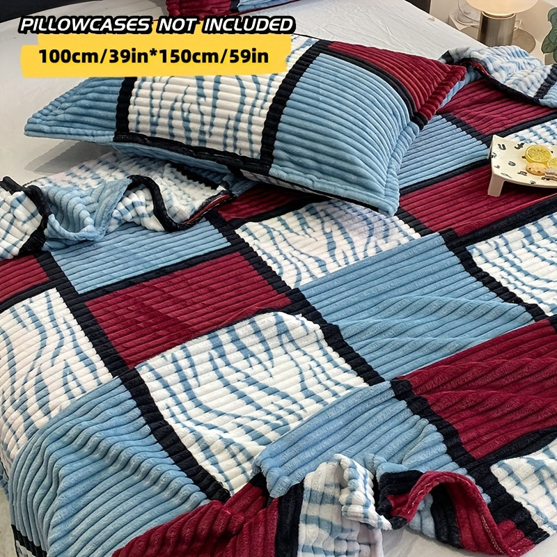 Soft and cozy plush blanket with a plaid pattern, perfect for travel, sofa, bed, and home decor.