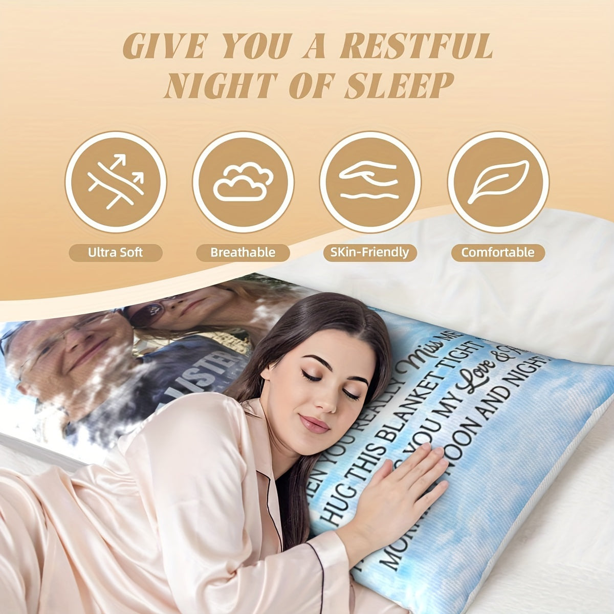 Personalizable Plush Pillow Cover measuring 50.8x137.16 cm - Featuring "A Hug from Heaven" Design on one side, Ideal for Adding a Cozy Touch to Your Sofa, Living Room, or Bedroom - Pillow Core Not Included