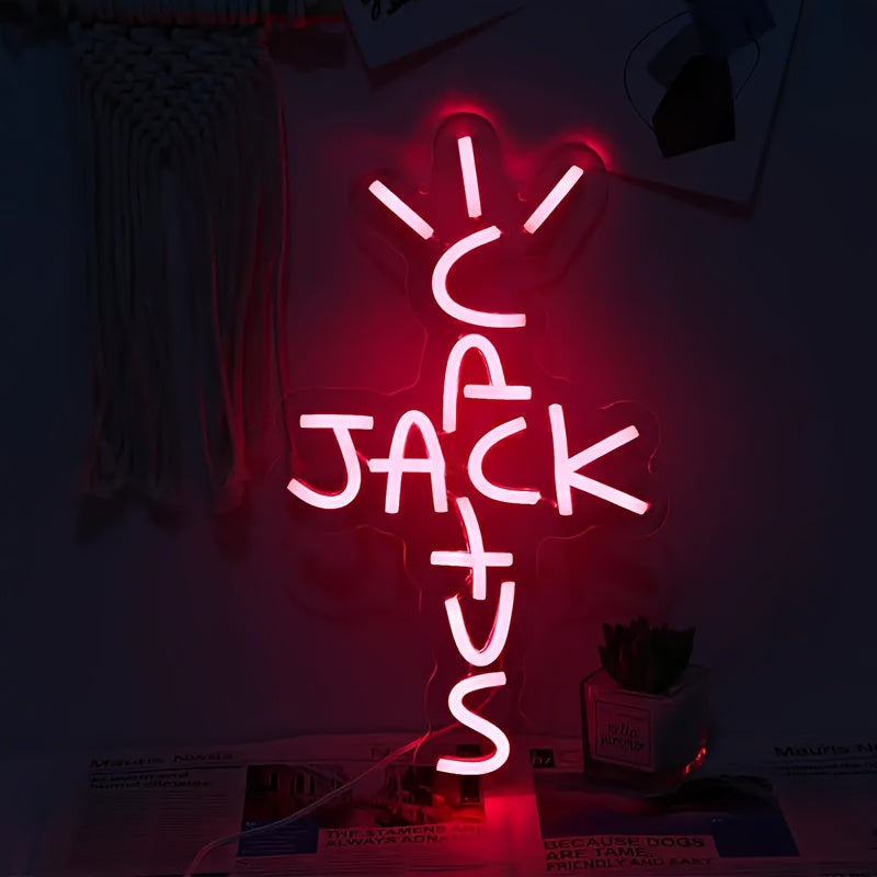 USB Powered Neon Jack Sign, versatile wall decor for bedroom, home bar, or party, switch control, no battery needed