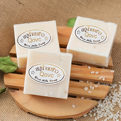 Rice-scented handmade soap for hands and face cleansing during bath.